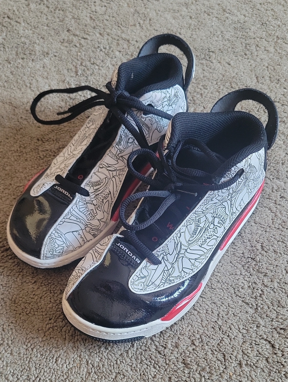 Jordan Kids Black/White/Red Graphic Athletic Sneakers